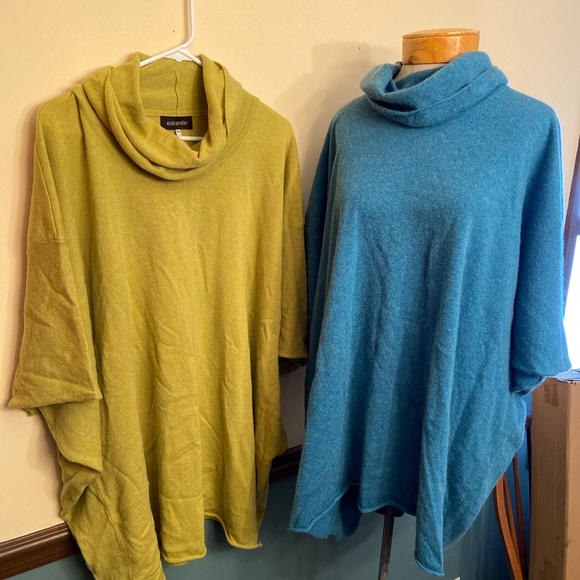 LOT OF 2 Stunning Eskandar Short Sleeve Boxy 100% Cashmere Sweaters One Size